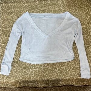 Light Blue V-Neck Women's Top